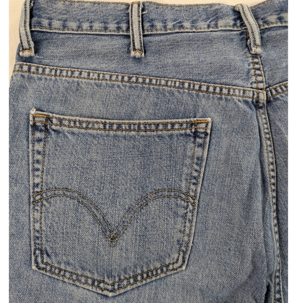 Levis 505 Jean Shorts Mens 38 Straight Fit Distressed Denim Dad Grandpa y2k VTG - Picture 8 of 11